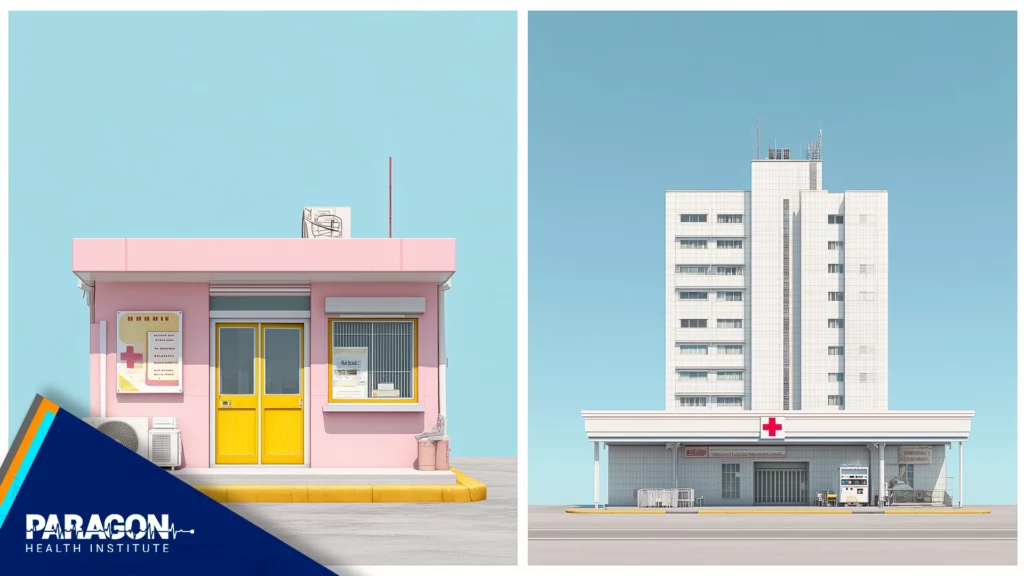 1AW A Split Screen Showing Clinic Hospital0
