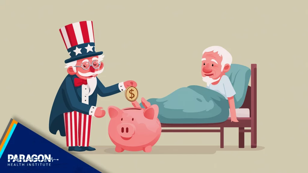 1AW Uncle Sam Putting Money In A Hospital Patients HSA0