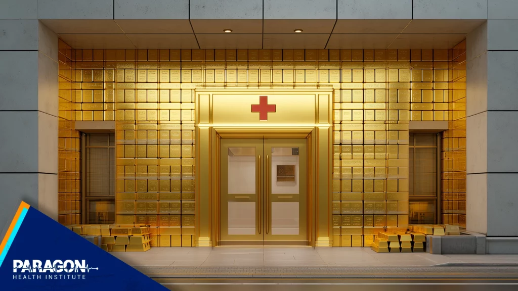 1AW SMALLER Hospital Emergency Room Exterior Built Out Of Gold